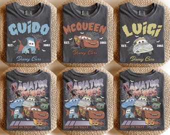 Vintage Radiator Springs Halloween Comfort Colors-skjorta, Disney Cars Halloween-tröja, Lightning McQueen Halloween, Disney Halloween 2025-skjorta