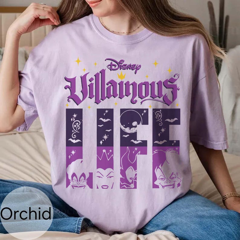 Disney Villains Life Maleficent Ursula Onda Drottning Cruella de Vil T-shirt, Disneyland WDW Matchande Familjetröja, Magic Kingdom, Halloweenhäxa bild 2