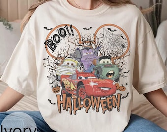 Camisetas vintage de Rayo McQueen para Halloween, camisetas de Halloween de Disney Cars, camisetas de Halloween de Disneyland, camisetas de Halloween de McQueen