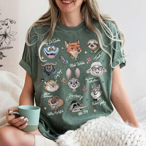 Koszulka Comfort Colors® Disney Zootopia Characters Signature Sketch Tee, Koszulki rodzinne Disneyland, Koszulka Zootropolis Judy Hopps Nick Gary Nibbles Bogo Tee zdjęcie 4