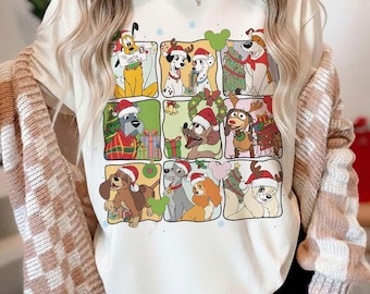 Vintage Disney honden kerstshirt, Pluto Stitch Slinky Lady and the Tramp Dog kerstshirt, WDW Disneyland-sweater, hond moeder kerstshirt