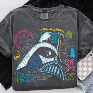 Retro Star Wars Darth Vader Neon Chalkboard Art Quotes Shirt, Star Wars Day Tee, Galaxy&#39;s Edge Trip Tee, Family Holiday Vacation 2025 Shirts