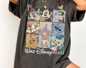Maglietta retrò Walt Disneyworld Comfort Colors, maglietta vintage Disneyworld, maglietta da vacanza di Topolino e i suoi amici, maglietta con outfit da viaggio Disney 2026