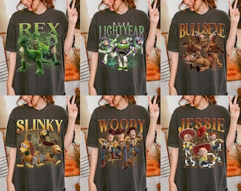 Retro Disney Toy Story Group Character Portrait Shirt, Woody Shirt, Buzz Lightyear Shirt, Disneyland Family Matching Tee, Disney Friends Tee