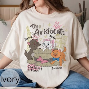 Retro Coquette Disney The Aristocats Shirt, Disney Cat Lover, Marie Toulouse Berlioz Floral Shirt, Cats Paris Shirt, Animal Kingdom Trip Tee