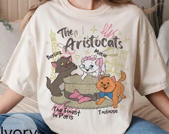 Camiseta retro de Los Aristogatos de Disney, amante de los gatos de Disney, camiseta floral de Marie Toulouse Berlioz, camiseta de gatos de París, camiseta de Animal Kingdom Trip