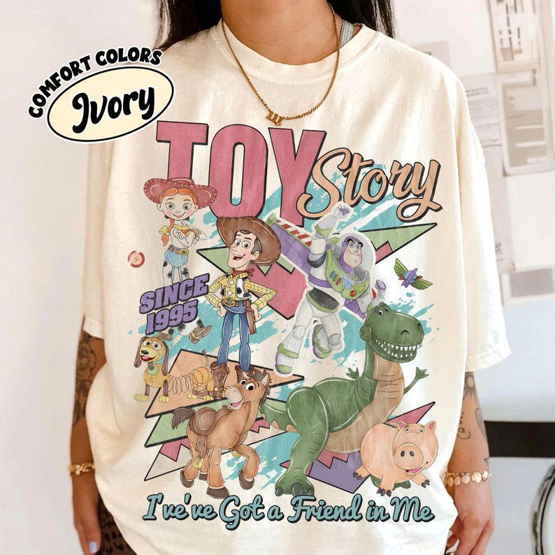 Retro Disney Toy Story 1995 Comfort Colors Shirt, Woody Buzz Lightyear Rex Tee, WDW Disneyland Family Vacation 2026 Trip, Disney Pixar Fest image 1