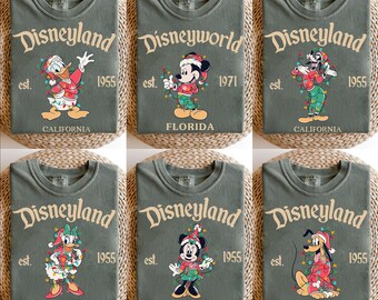 Retro Disneyland Family Christmas Shirts, Disneyland Characters Tee, Disney Christmas Matching Shirts, Disney California Trip Holiday Shirt
