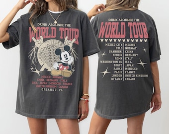 Koszulka Retro Epcot World Tour 2-stronna, Koszulka Drink Around The World, Koszulki Epcot Disney World, Koszulka Epcot Drink Around the World, Disney 2026