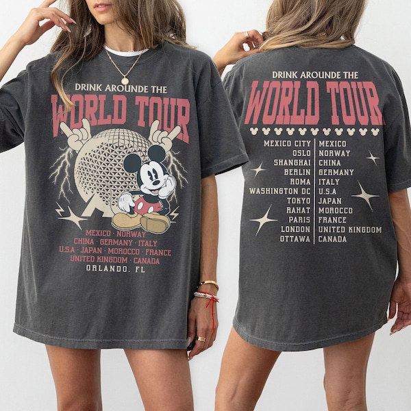 Retro Epcot World Tour 2 Sided Shirt, Drink Around The World Shirt, Epcot Disney World Shirts, Epcot Drink Around the World Tee, Disney 2026