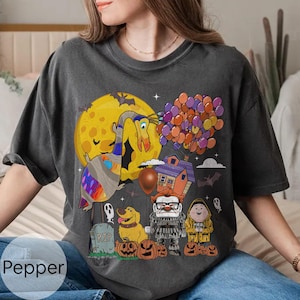 Retro Cute Pixar Up Group Halloween Costume T-shirt, Disney Carl Dug Kevin Russell Tee, Mickey&#39;s Not So Scary Tees, Halloween Party 2025 Tee