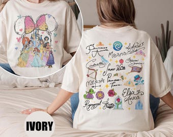 Retro Disney Princess Shirt, Watercolor Magic Castle Princess Shirt, Disney Aurora Ariel Belle Cinderella Tiana Tee, Disney Girls Trip Shirt