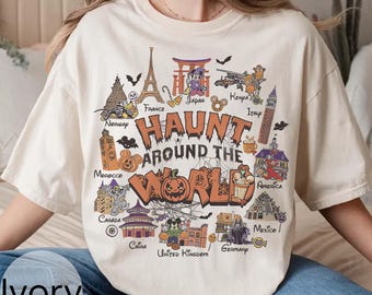 Disney Epcot Haunt Around The World Halloween T-shirt, Disney Family Trip, Mickey & Friends Halloween, Mickey's Not So Scary Halloween Party