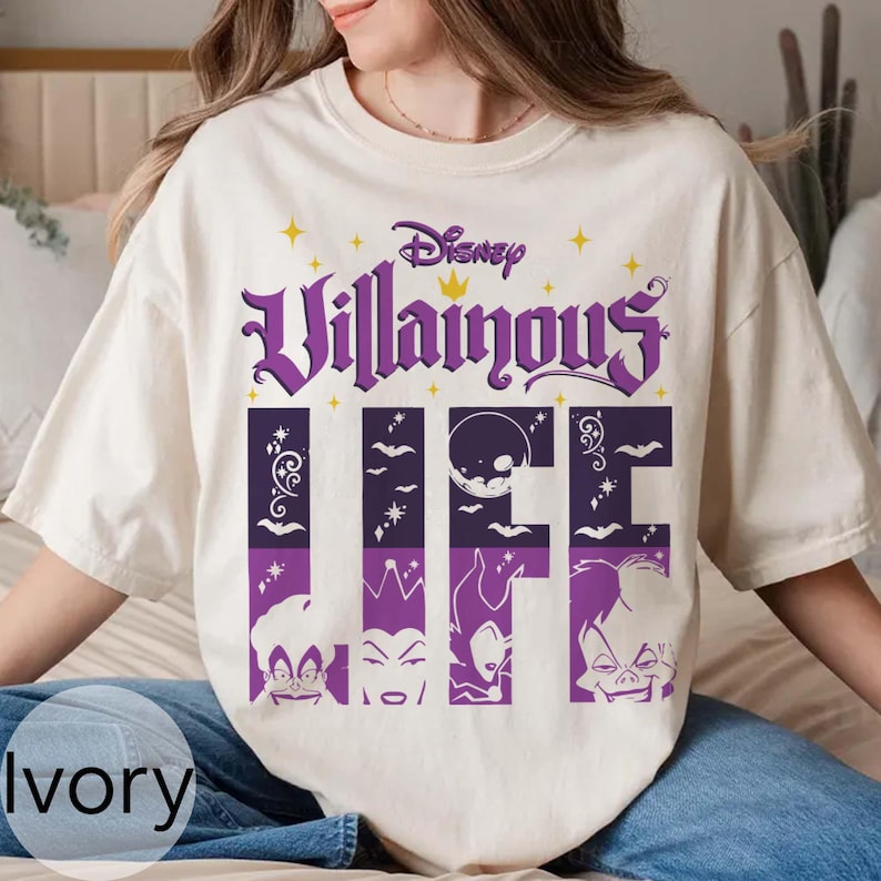 Disney Villains Life Maleficent Ursula Onda Drottning Cruella de Vil T-shirt, Disneyland WDW Matchande Familjetröja, Magic Kingdom, Halloweenhäxa bild 1