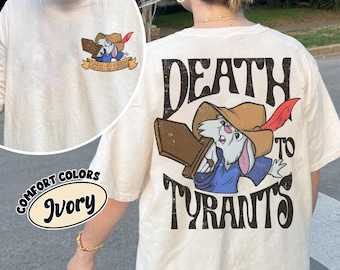 Retro Skippy Rabbit Death To Tyrants 2 Sided Comfort Colors Shirt, Vintage Robin Hood Shirt, Disney Trip 2026 Matching Shirts, Magic Kingdom