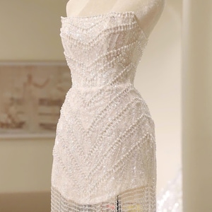 Elegant party mini dress. Sexy beaded mini dress. Unique party dress. Custom mini dress for bride.