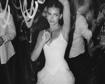 Luxury Beaded Fringe Mini Wedding Dress, Sparkly Reception Dress,Corset Bridal Mini Dress,After Party Dress, Bachelorette Dress, Custom Made