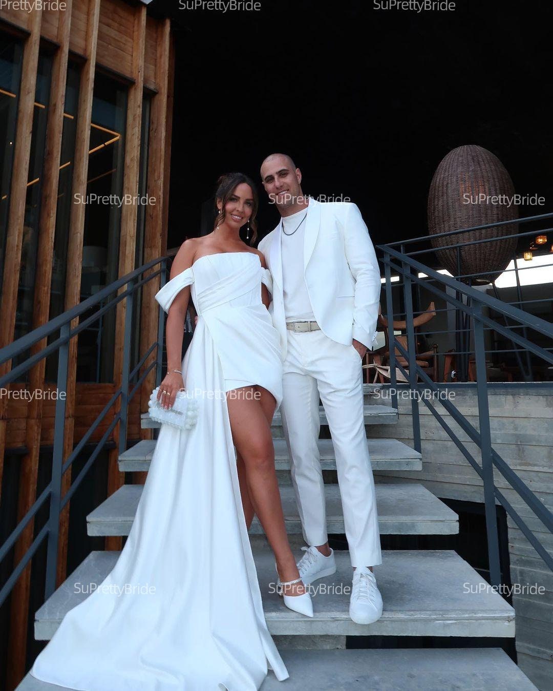 Short Wedding Dress for Bride. Mini Dress for Reception off Shoulder ...