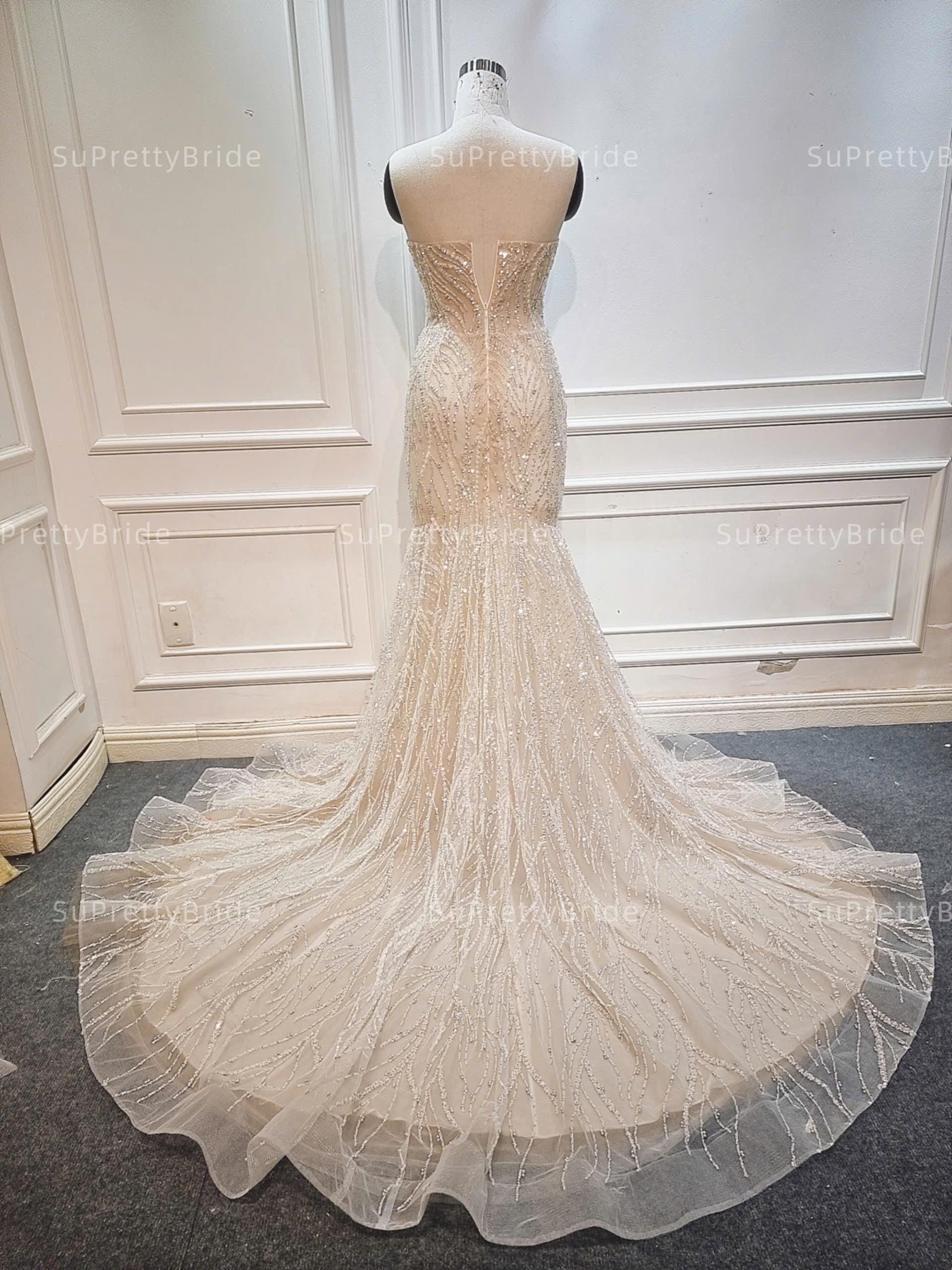Luxurious Beaded Mermaid Wedding Dress. Sexy Corset Wedding Dress. Custom  Nude Wedding Dress for Bride. - Etsy