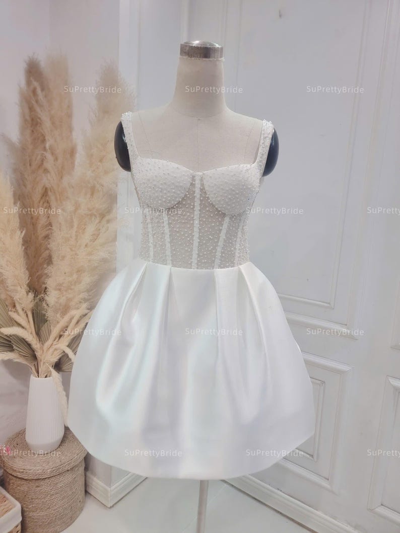 Mini Wedding Dress Beaded. Reception Dress for Bride. Vegas Wedding ...