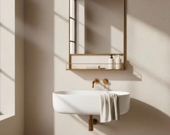 Thomas Black or Gold Iron mirror with shelf