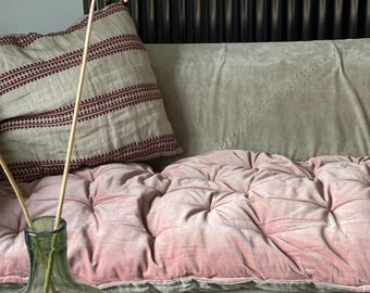 Velvet and linen sofa topper
