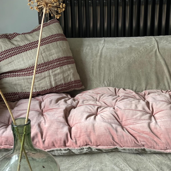 Velvet and linen sofa topper