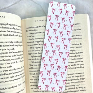 Pink Bows Laminated Bookmark, Bookish Merch, Aesthetic Bookmark, Gift For Book Lovers, Gift for Readers, Durable