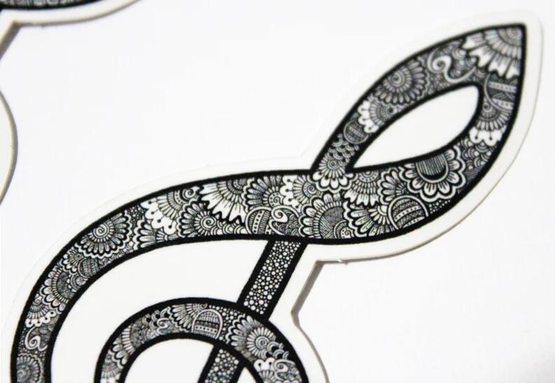 Draw Sticker Music Note Musical Note Sticker, Die Cut Vinyl Sticker - Etsy
