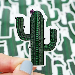 Kaktus Pflanze Mini Sticker, Vinyl Aufkleber, Grüner Aufkleber