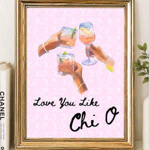 Te amo como Chi O - Impressão digital para download da Chi Omega - Irmandade, Irmandade Big Little, Arte para dormitório, Decoração de parede, Carrinho de bar