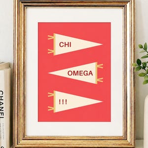 Bannière Chi Omega à télécharger et à imprimer - Décoration murale pour sororité, parrainage, petite sœur, dortoir