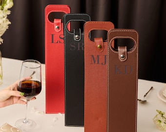 Bolsa de vino personalizada / Bolsa de vino de piel / Bolsa de vino grabada / Regalos de boda / Regalo de inauguración / Regalo de Navidad / Regalo para amantes del vino / Día de Acción de Gracias