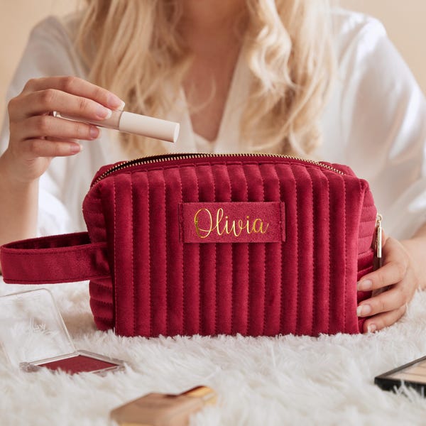Bolsa de maquillaje personalizada/Regalos personalizados para damas de honor/Neceser de viaje/Regalo de graduación/Regalo de cumpleaños para ella/Regalos de moda/Neceser para cosméticos