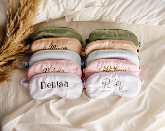 Personalized Eye Mask, Bridesmaid Gift, Bridal Party Gift, Sleep Mask, Personalized Wedding Favor, Silky Satin Scrunchie,Set, Wedding Favors