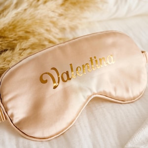 Personalisierte Augenmaske, personalisiertes Hochzeitsgeschenk, Brautjungfer Geschenk, Brautpartygeschenk, Schlafmaske, seidiges Satin Scrunchie Set, Gastgeschenke