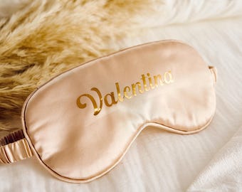 Personalized Eye Mask, Personalized Wedding Favor, Bridesmaid Gift, Bridal Party Gift, Sleep Mask, Silky Satin Scrunchie Set, Wedding Favors