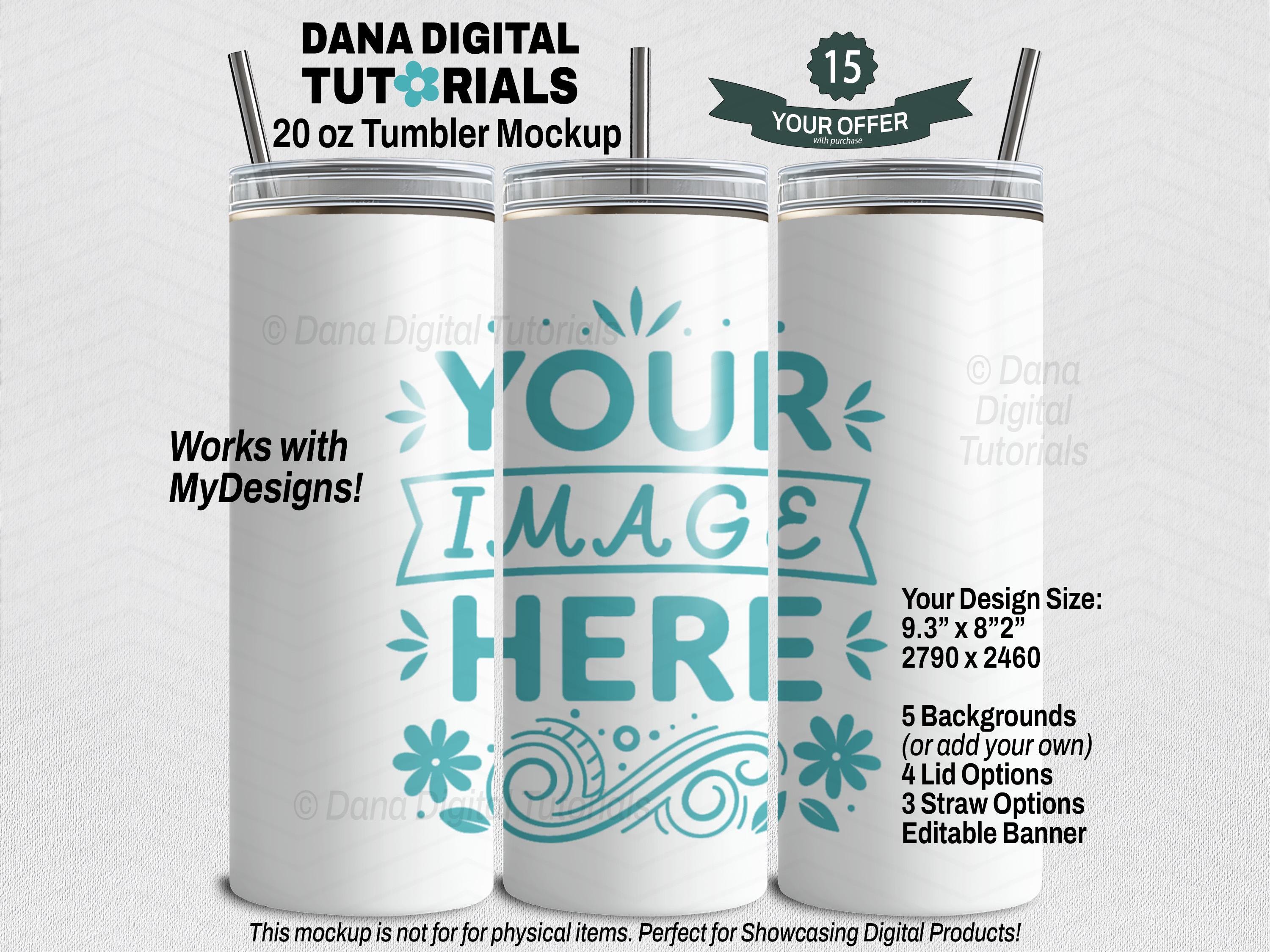 20 Oz Skinny Tumbler Mockup, Customizable Tumbler Design, and