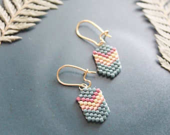 Tiny Chevron Beaded Earrings: Hand Woven Miyuki Delica Beads