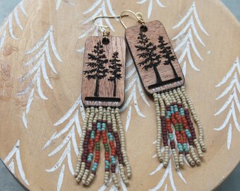 Beaded fringe earrings, bead earrings, seed bead earrings, dangle earrings, long beaded earrings, tassel earrings, fringe earrings, boho