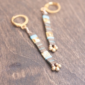 earrings, dangle earrings, trendy jewelry, boho jewelry, woven earrings, earrings, tila bead earrings, tila bar earrings, tila jewelry