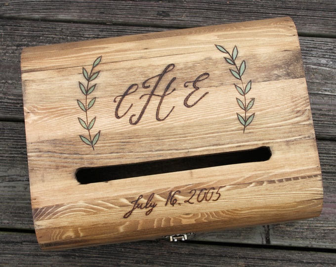 Rustic Wood Card Box Personalized Wedding Card Box Wedding Etsy