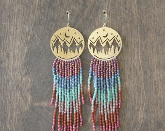 Beaded fringe earrings, bead earrings, seed bead earrings, dangle earrings, long beaded earrings, tassel earrings, fringe earrings, boho