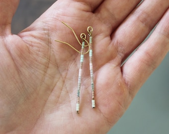 earrings, dangle earrings, trendy jewelry, boho jewelry, minimalist earrings, dainty earrings, stick earrings, earrings, delica earrings