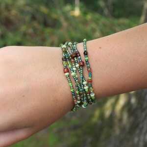 long beaded necklace, stretch bracelet, seed bead necklace, wrap bracelet, beaded necklace, multi layer necklace, thin necklace, minimalist