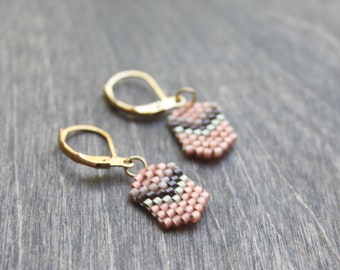 Tiny Chevrons // Beaded fringe earrings, bead earrings, seed bead earrings, dangle earrings