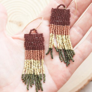Beaded fringe earrings, bead earrings, seed bead earrings, dangle earrings, long beaded earrings, tassel earrings, beadwork earrings