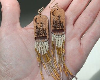 Beaded fringe earrings, bead earrings, seed bead earrings, dangle earrings, long beaded earrings, tassel earrings, fringe earrings, boho