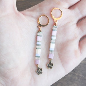 earrings, dangle earrings, trendy jewelry, boho jewelry, woven earrings, earrings, tila bead earrings, tila bar earrings, tila jewelry