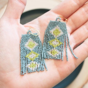 Beaded fringe earrings, bead earrings, seed bead earrings, dangle earrings, long beaded earrings, tassel earrings,